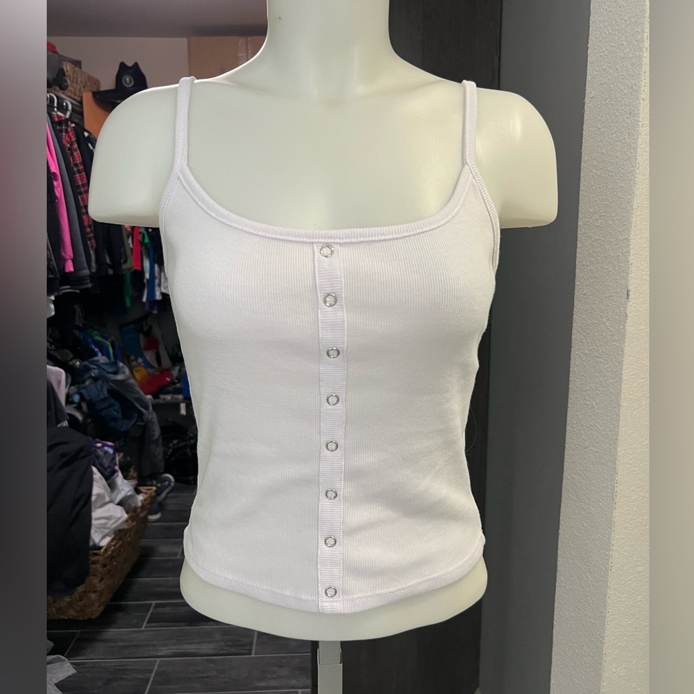 Belle Tweed White Crop Tank Top